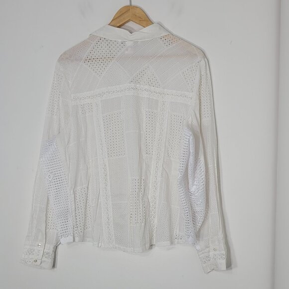 Studio Made NEW White Lace 100% Cotton Button Down Casual Shirt Size XLarge NWT - Picture 3 of 11